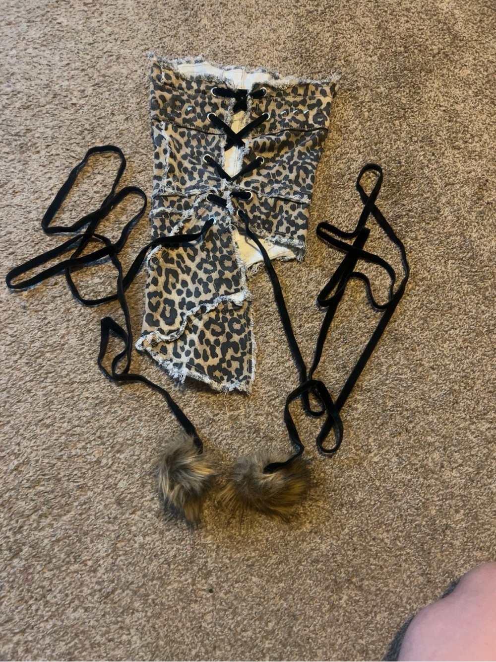ROMWE Leopard Print Lace Up Corset Halter Tube Top Y2K Goth Grunge M